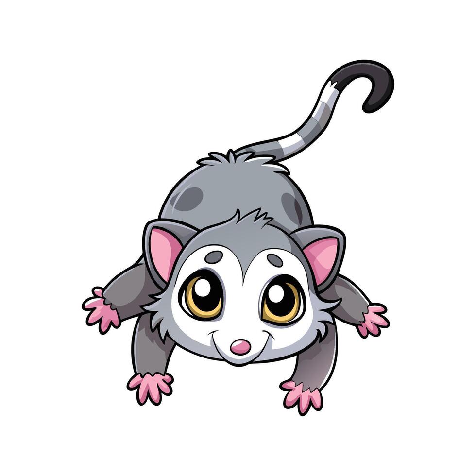 Adorable Baby Possum Hanging by Its Tail Playfully vector