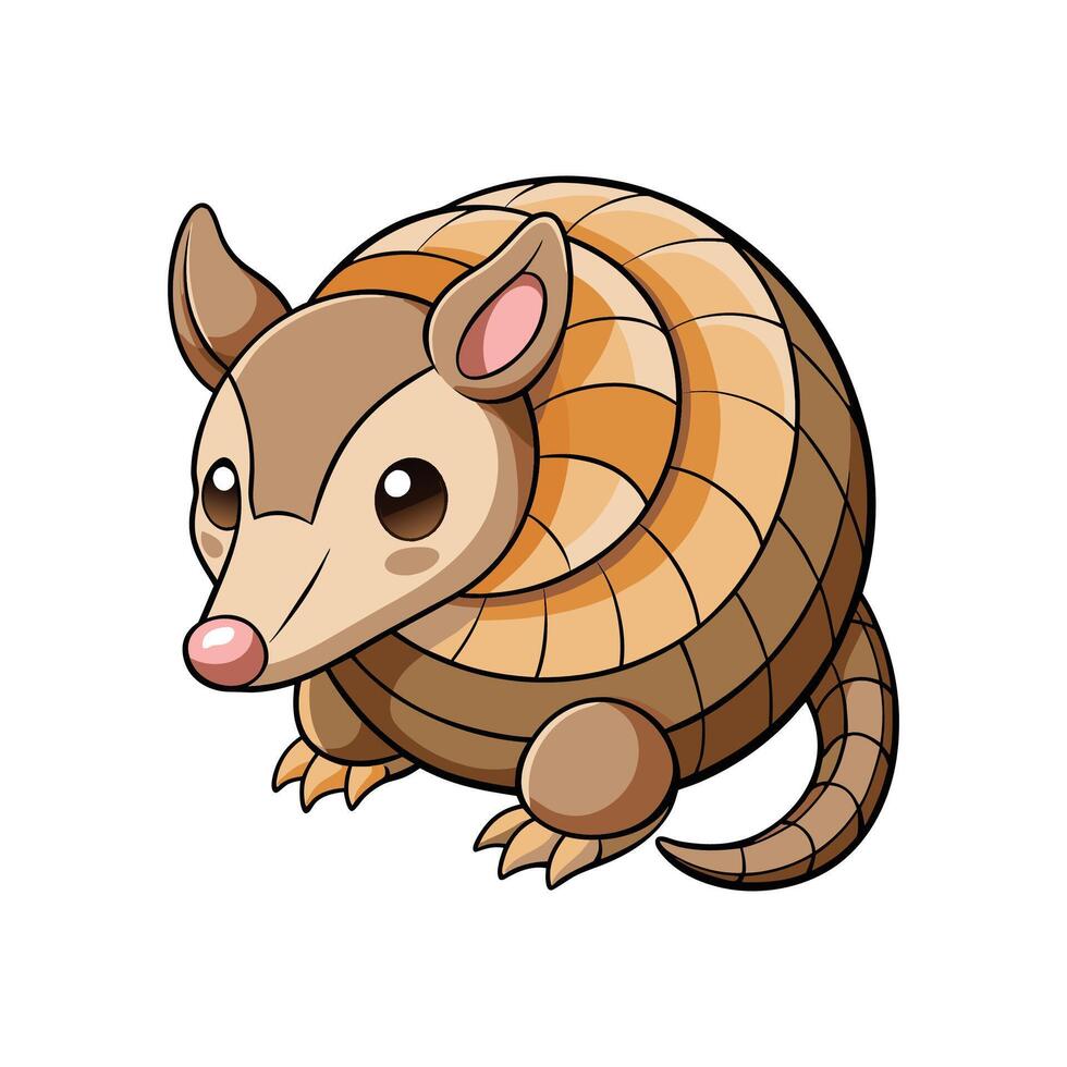 Sweet Baby Armadillo Rolling Up and Relaxing vector