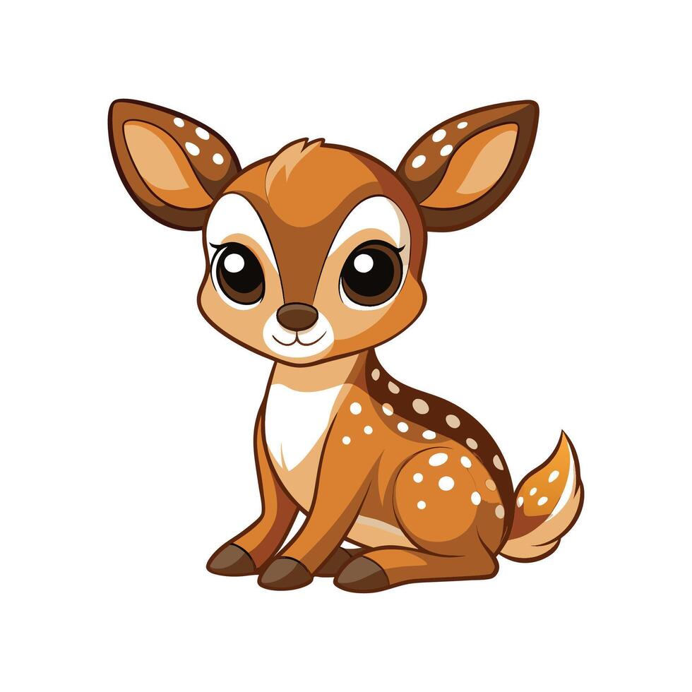 Adorable Baby Deer Fawn Sitting Gracefully and Calm vector
