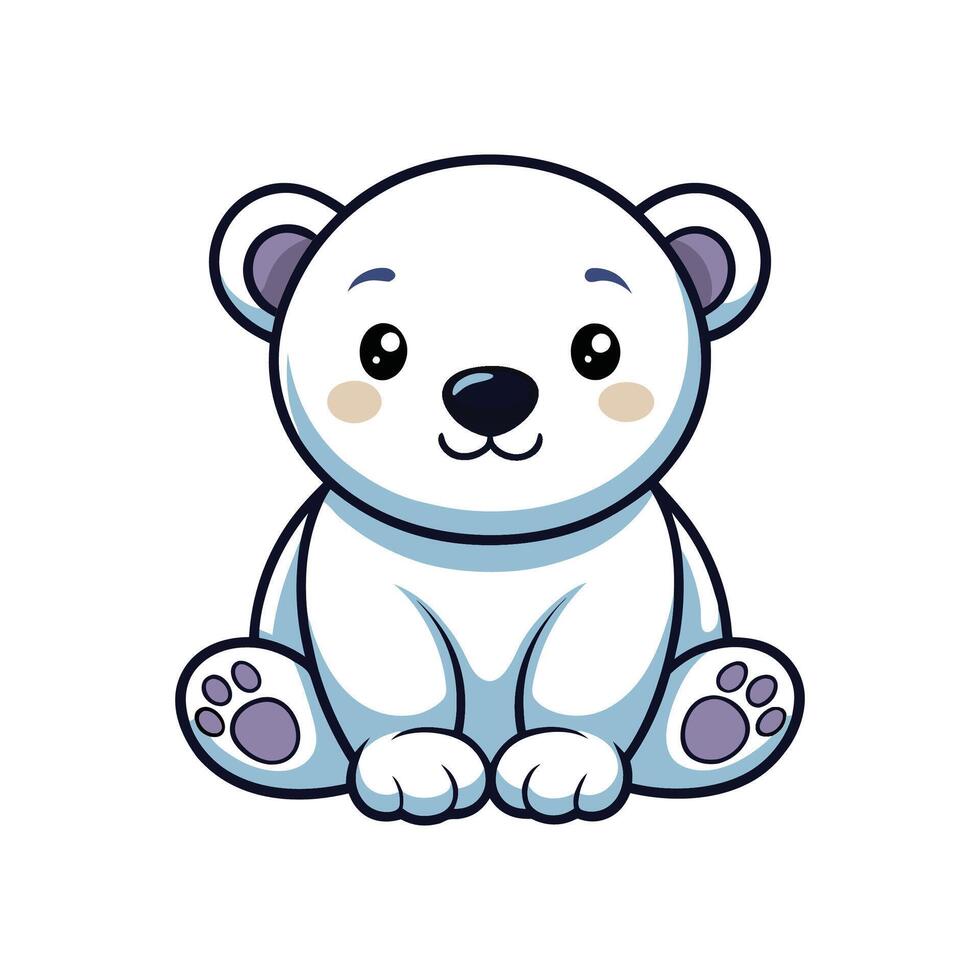 Charming Baby Polar Bear Cub Playing on Its Hind Legs vector