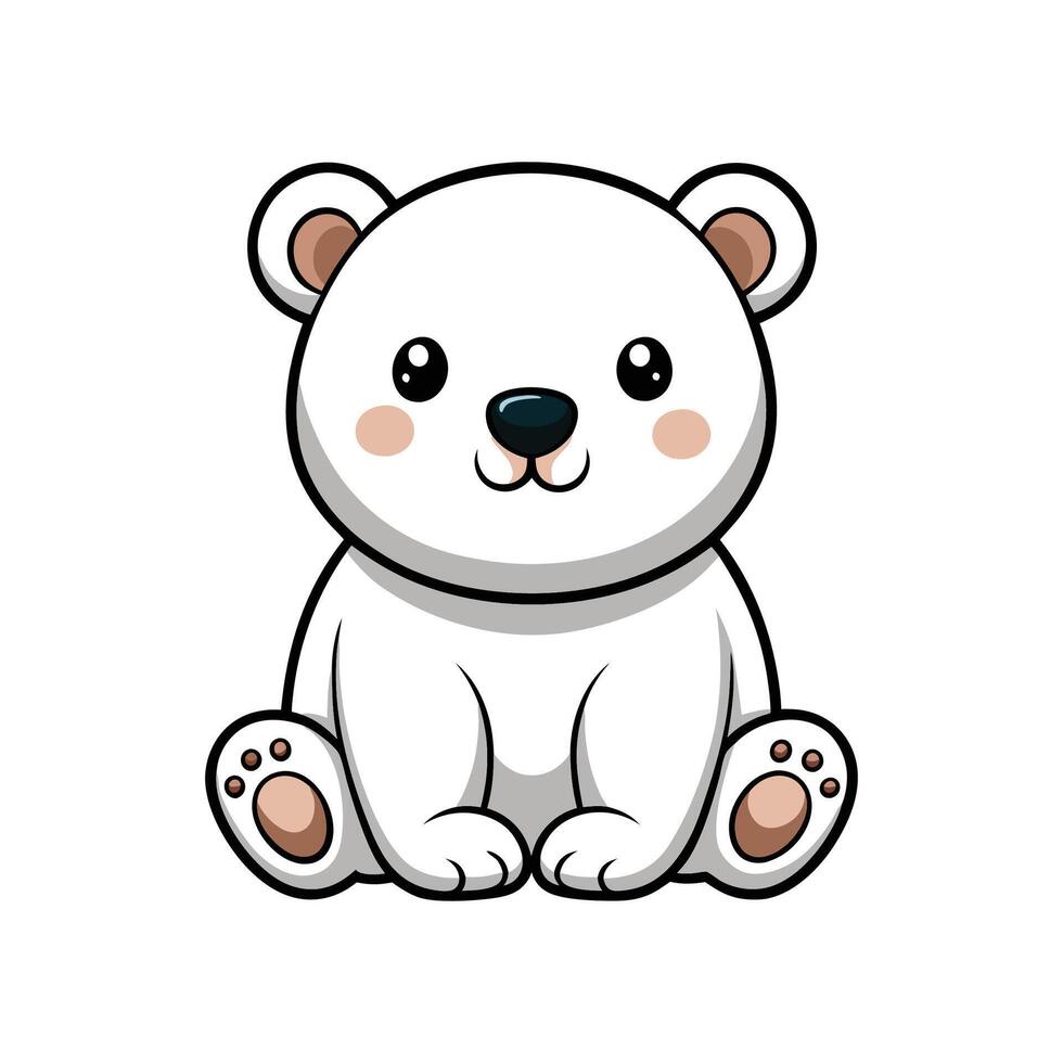 Cute Baby Polar Bear Cub Sitting Up and Smiling vector