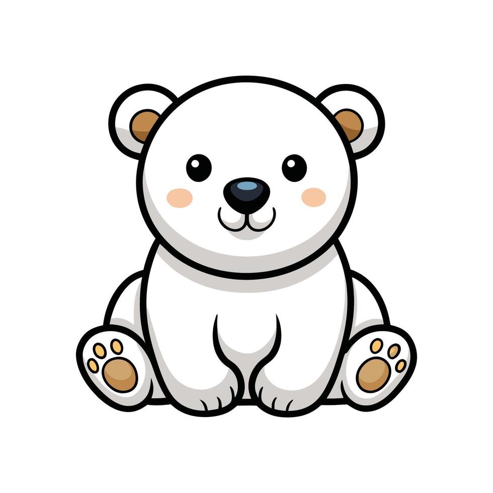 Adorable Baby Polar Bear Cub Sitting and Observing vector