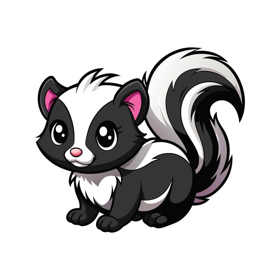 Charming Baby Skunk Lying Down and Smiling vector