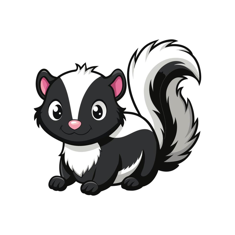 Sweet Baby Skunk Relaxing While Lying Down vector