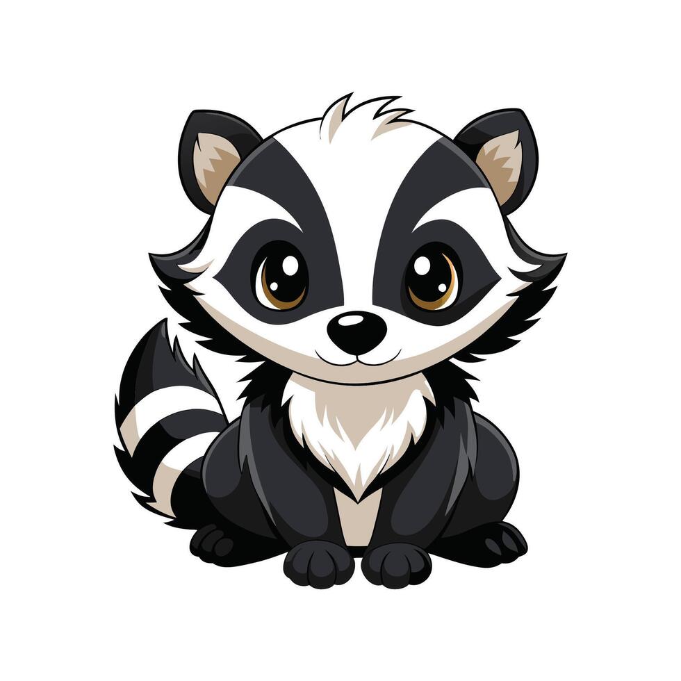 Adorable Fluffy Baby Badger Relaxing Calmly vector