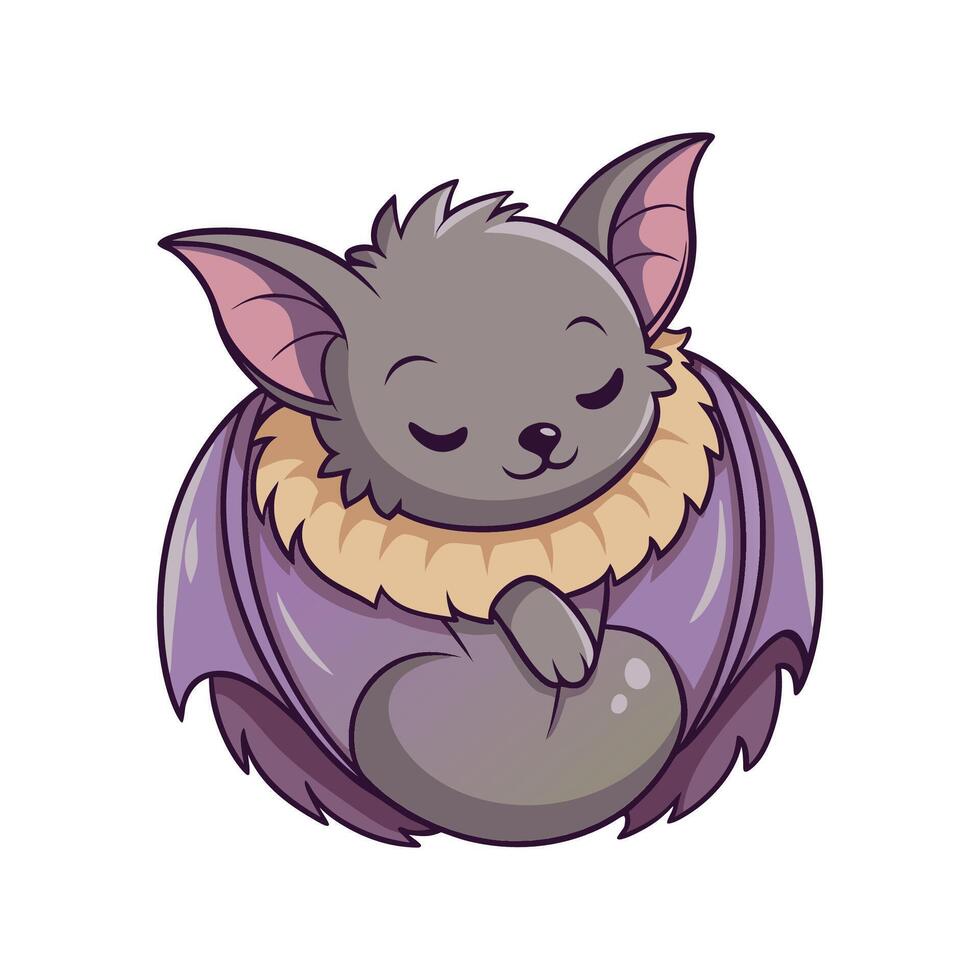 Charming Baby Bat Soundly Sleeping vector