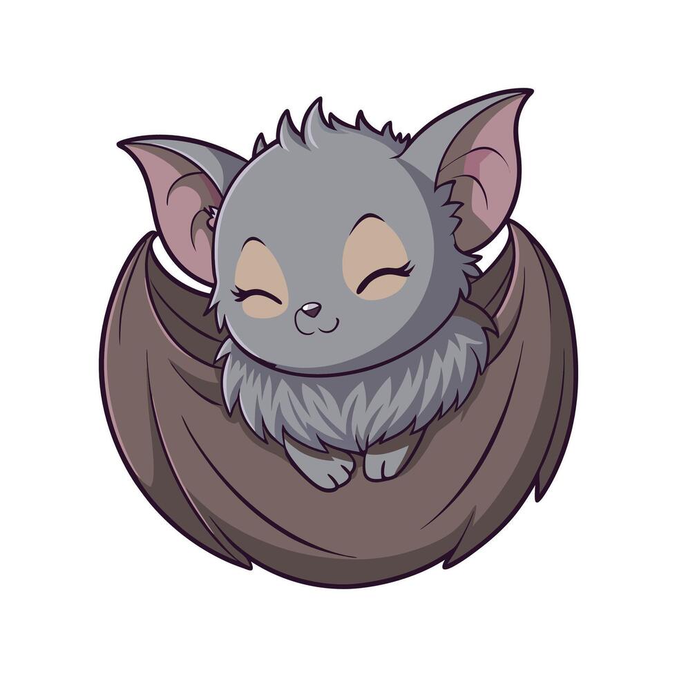 Adorable Baby Bat Curled Up Sleeping vector