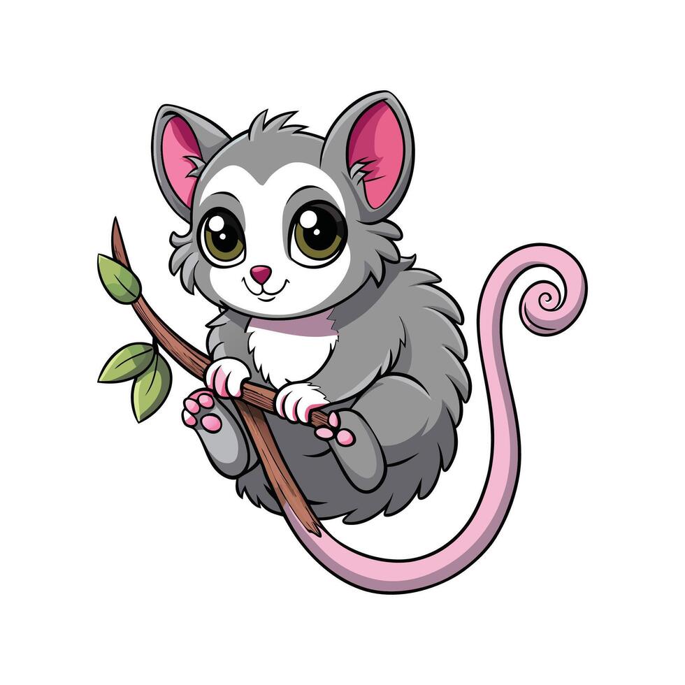 Delightful Baby Possum Clinging Tight vector