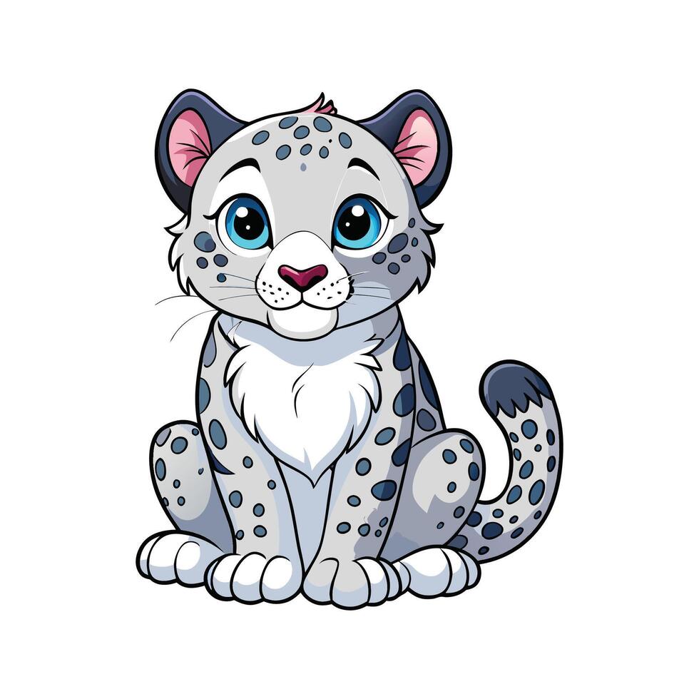 Delightful Baby Snow Leopard Finding Comfort vector