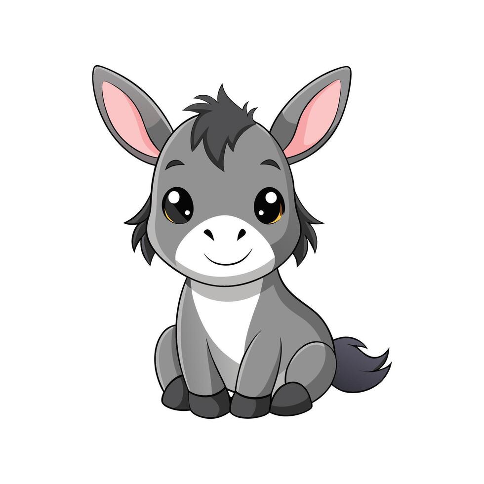 Cute Baby Donkey Sitting Happily vector