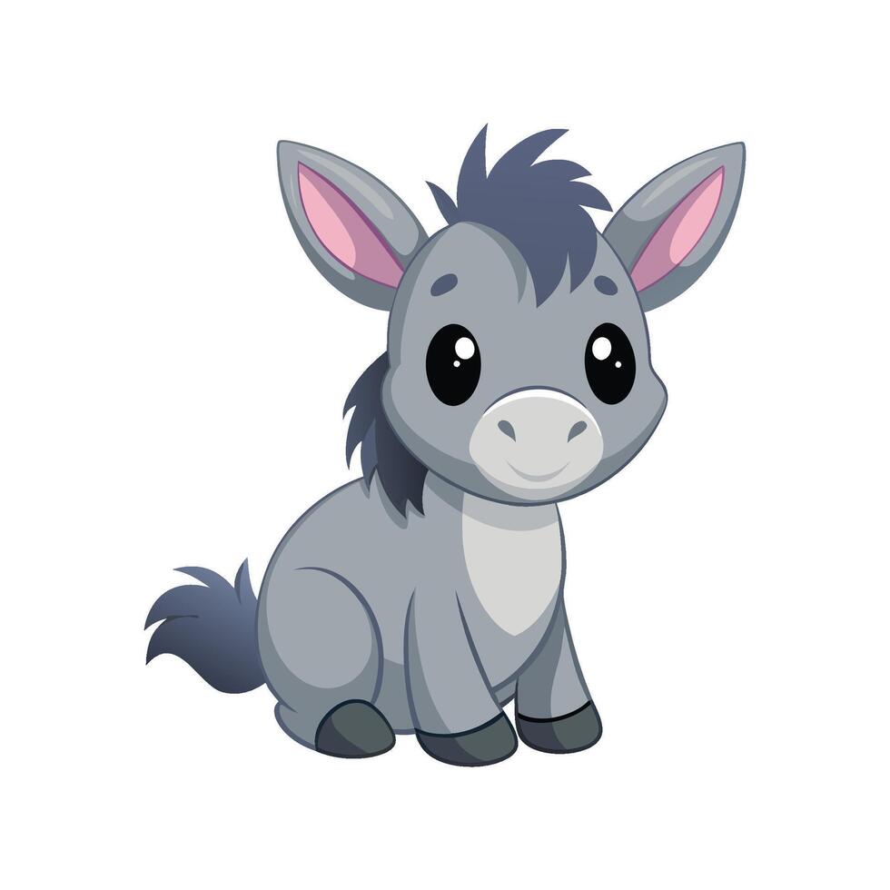 Adorable Baby Donkey Sitting vector