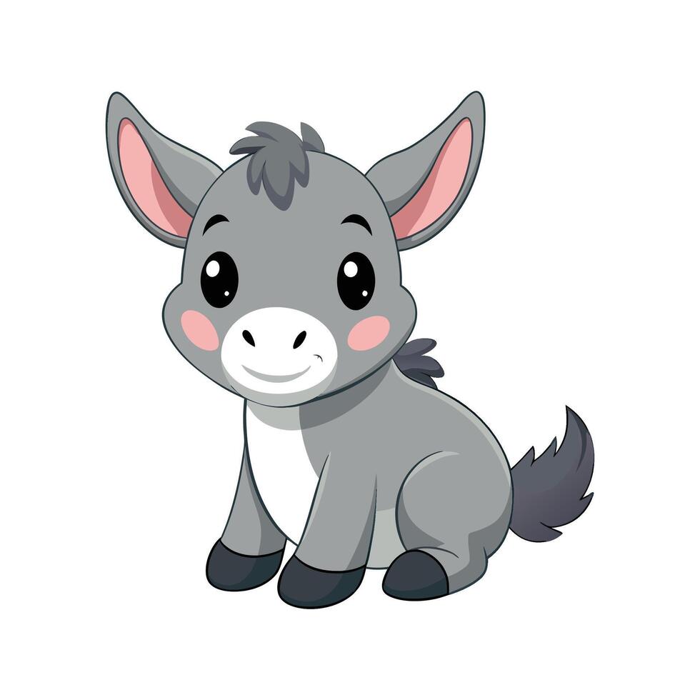 Delightful Baby Donkey Sitting Sweetly vector