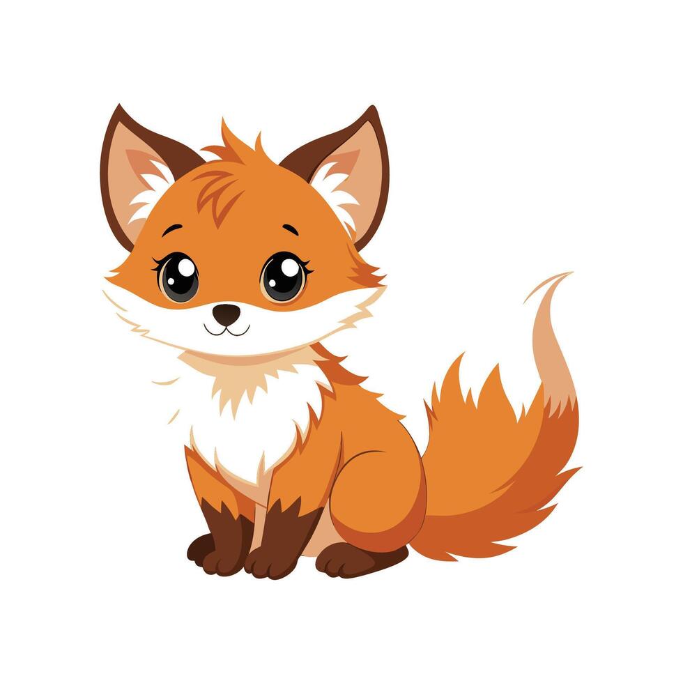 Cute Fluffy Baby Fox Cub Sitting vector