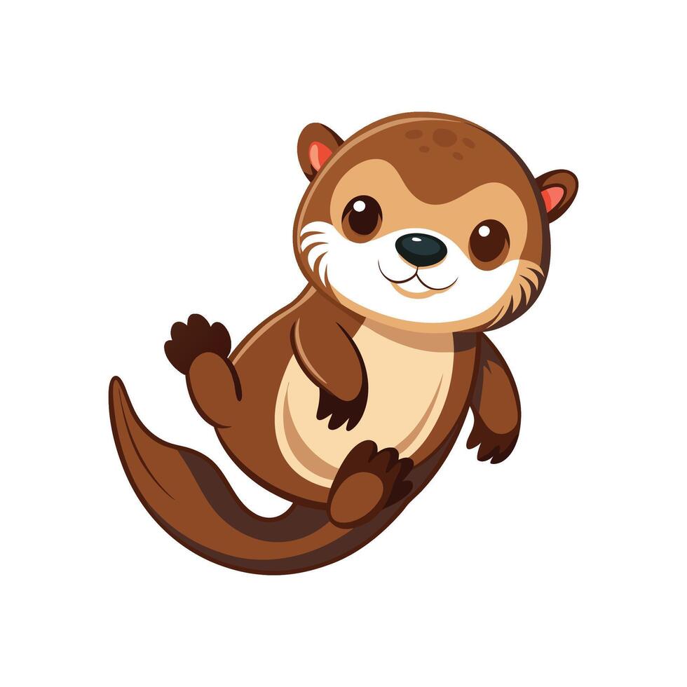 Charming Baby Otter Gliding vector