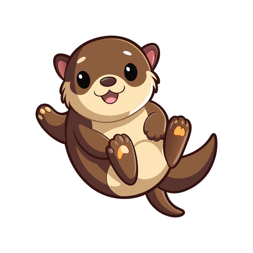 Adorable Baby Otter Relaxing on Water vector