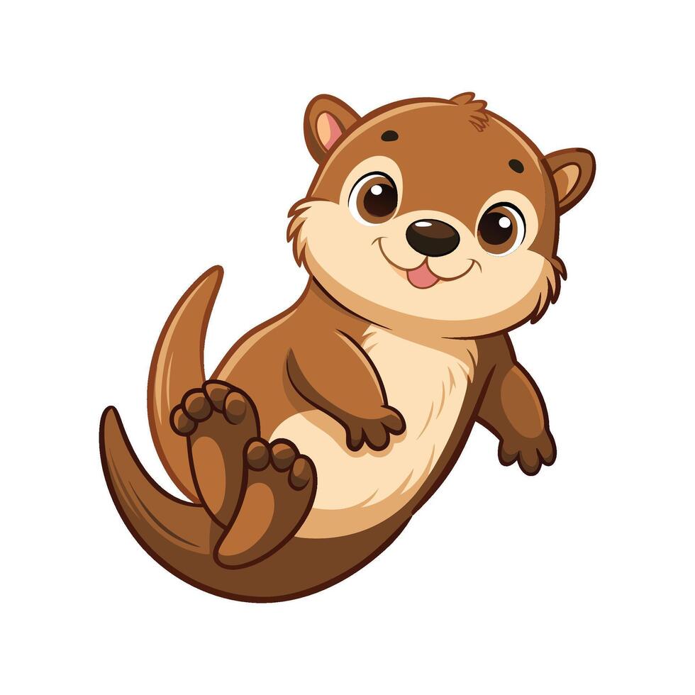 Delightful Baby Otter Enjoying Water vector