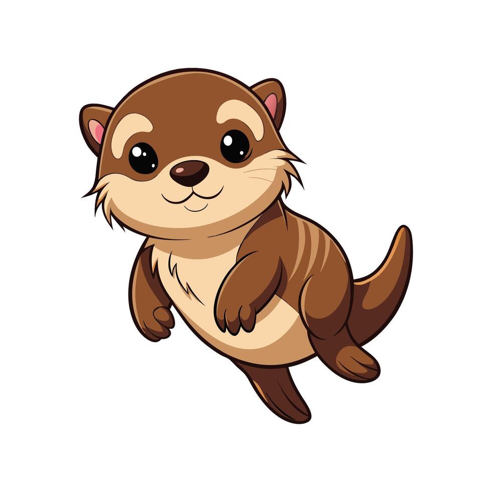 Adorable Baby Otter Sitting Gently vector