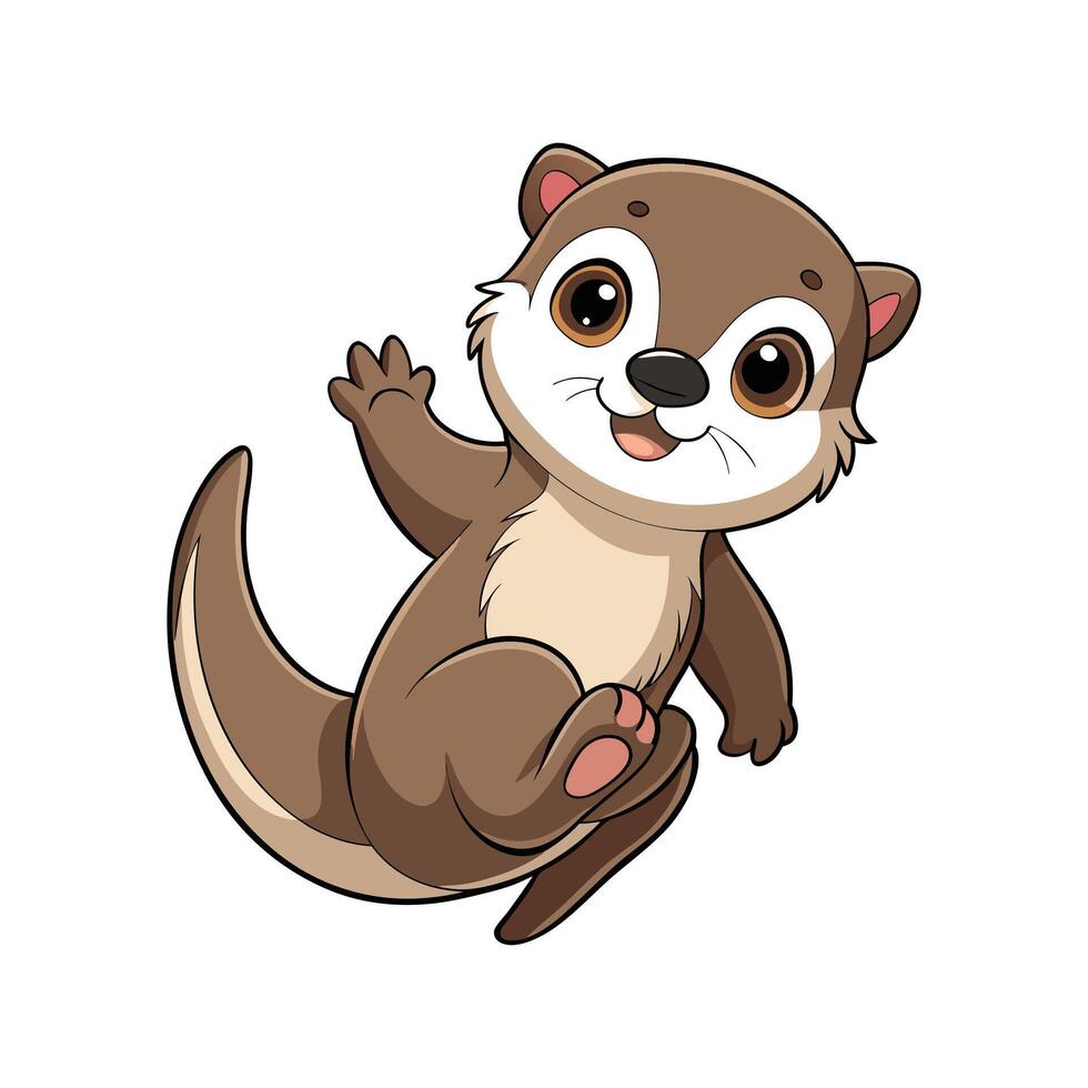 Charming Baby Otter Resting vector