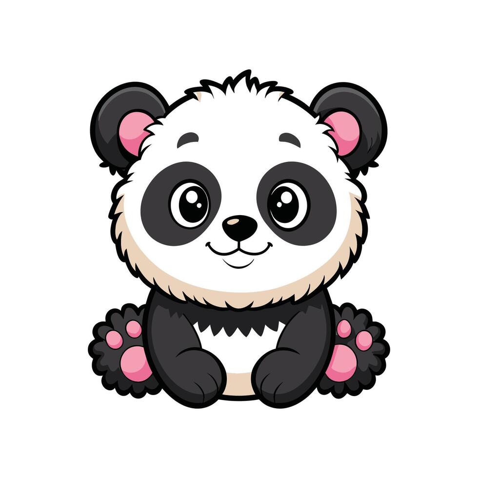 Cute Baby Panda Sitting Cutely vector