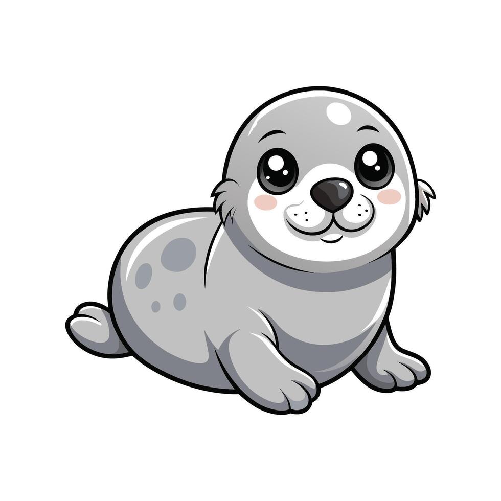 Adorable Baby Seal Snuggling vector