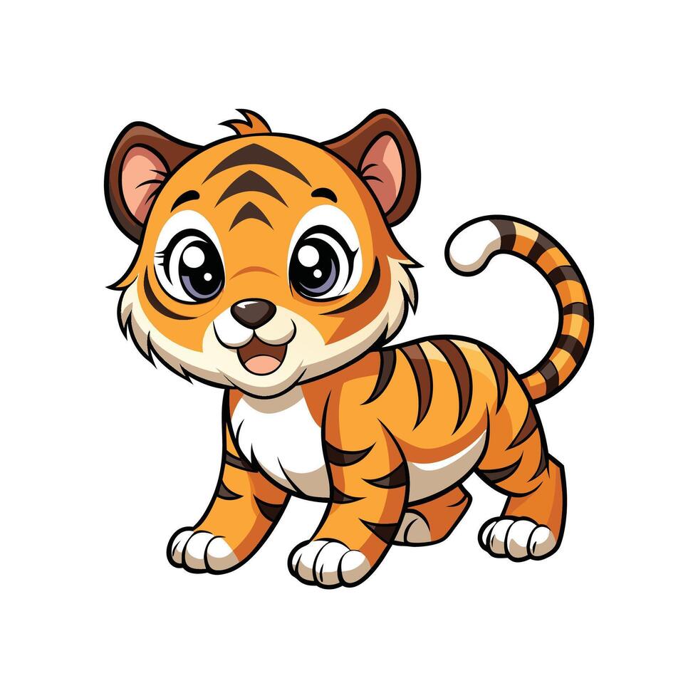 Cute Baby Tiger Cub Pouncing vector