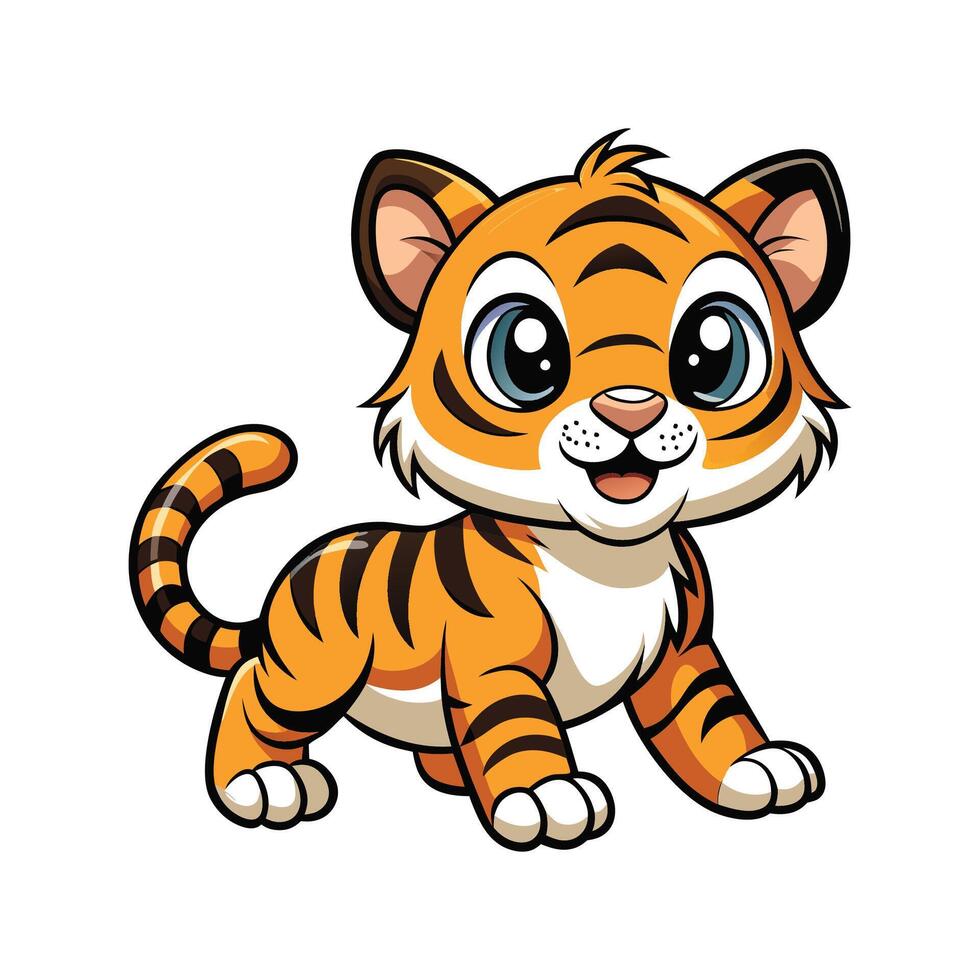 Charming Baby Tiger Cub Playing vector