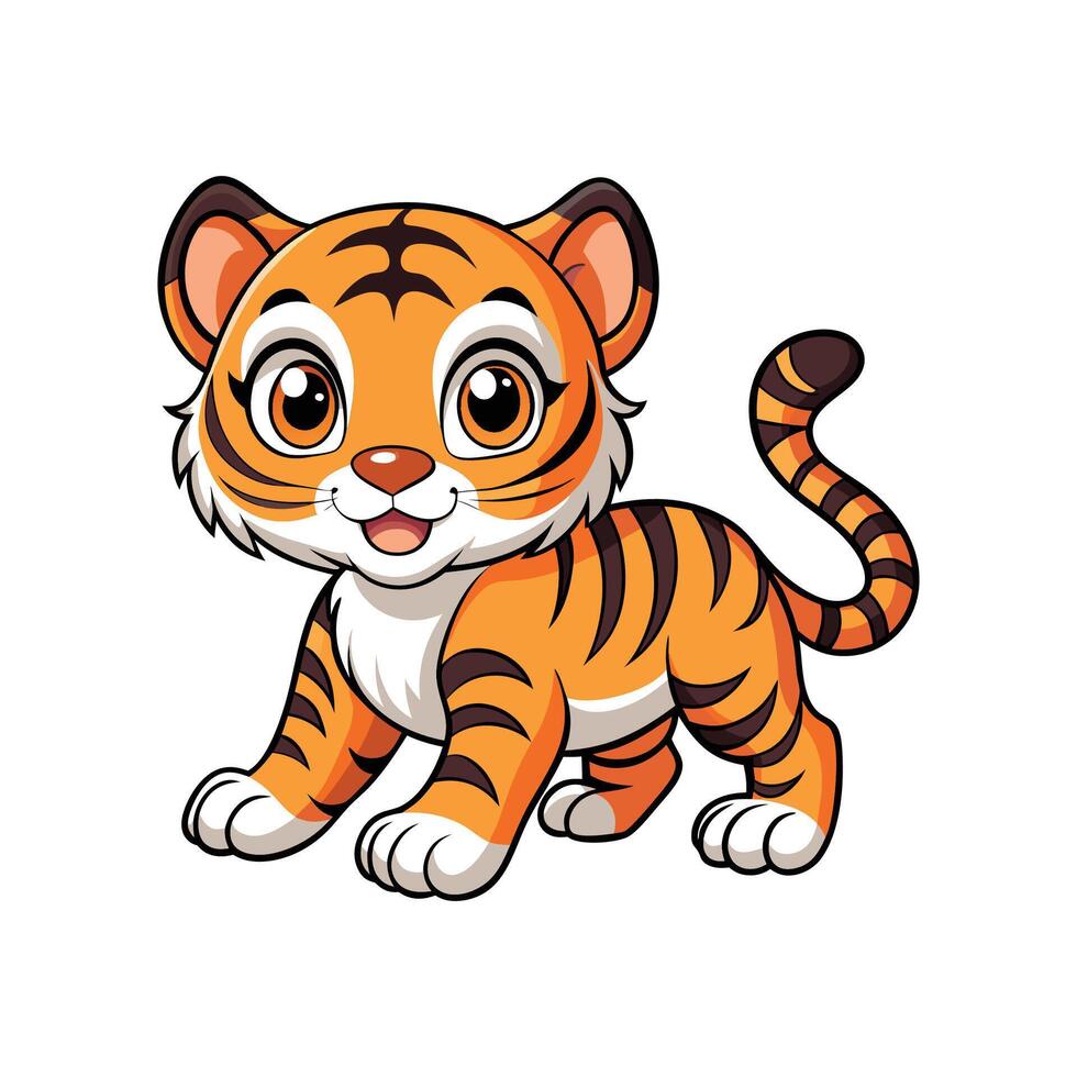 Adorable Baby Tiger Cub Pouncing Playfully vector