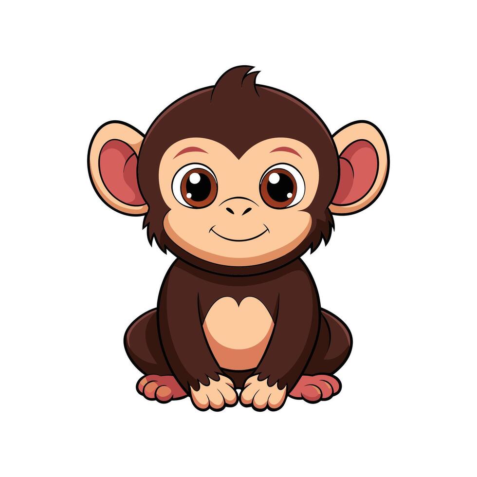 cute baby monkey cartoon illustration vector