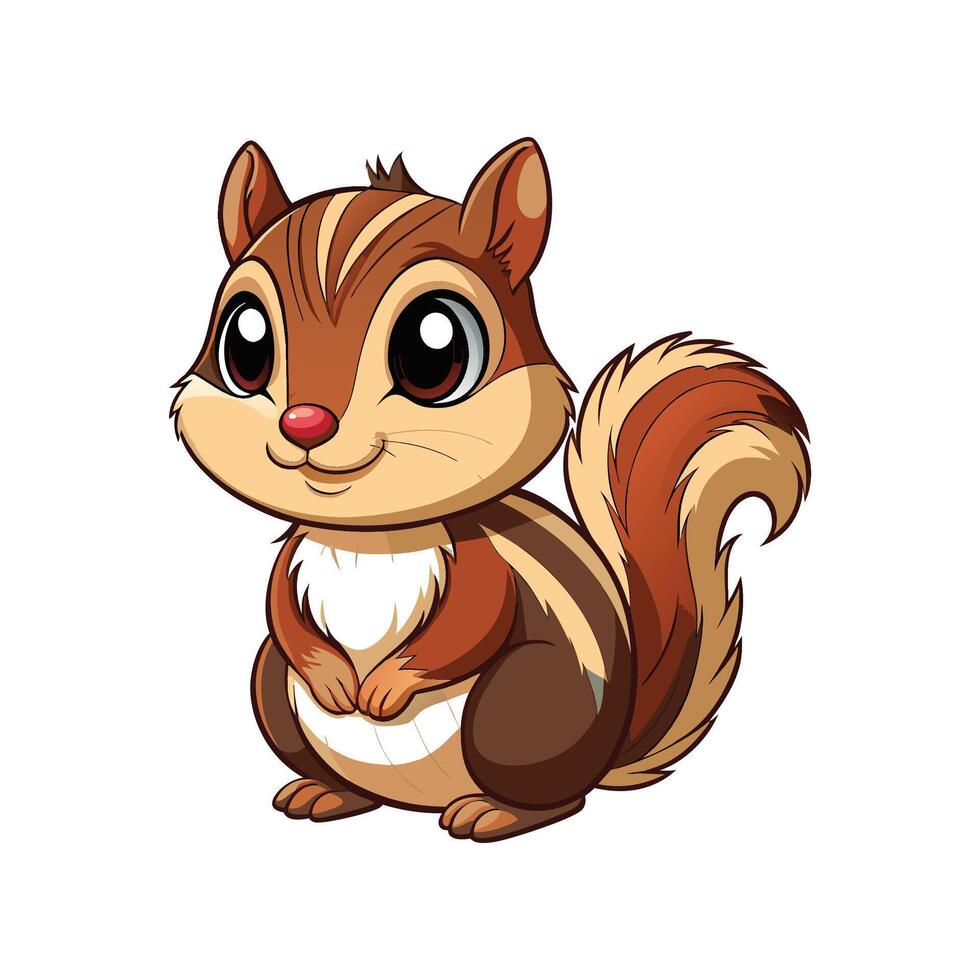 Charming Baby Chipmunk with Nut vector