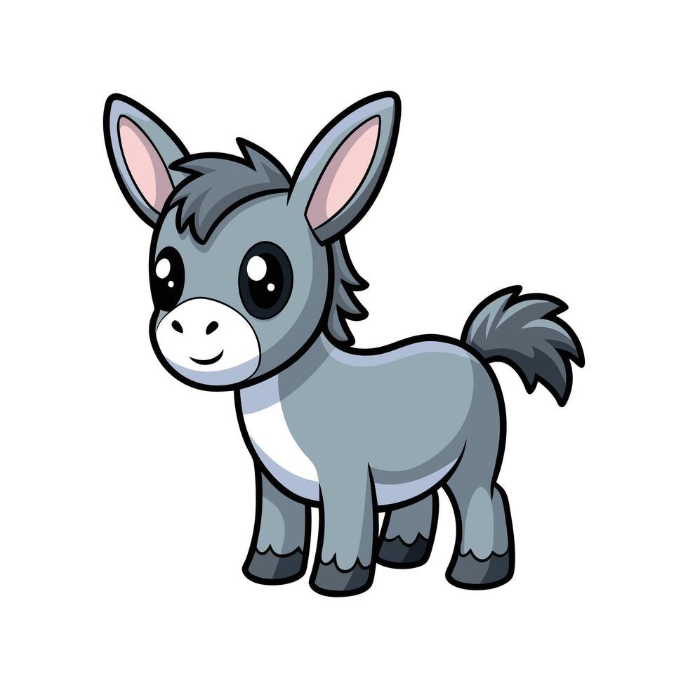 Charming Tiny Donkey Smiling vector