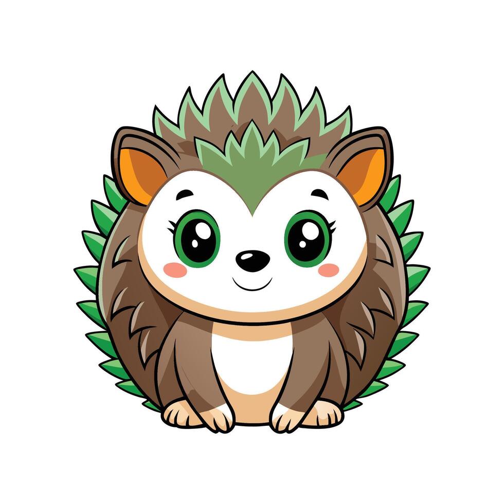 Baby Hedgehog Cuddling with Leaf vector