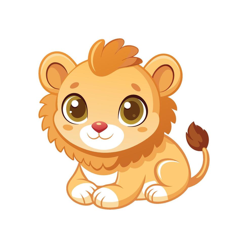Adorable Lion Cub Lying in Grass vector