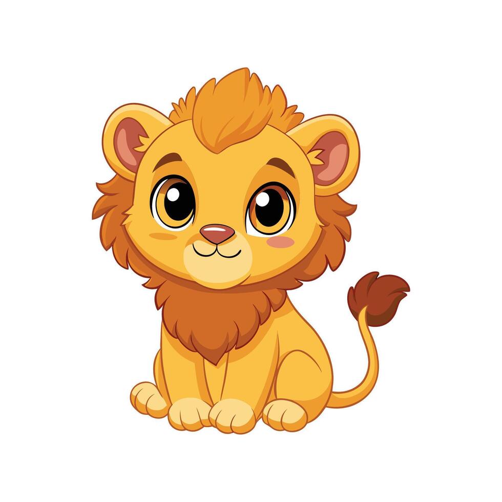Adorable Lion Cub Sitting on the Grass vector