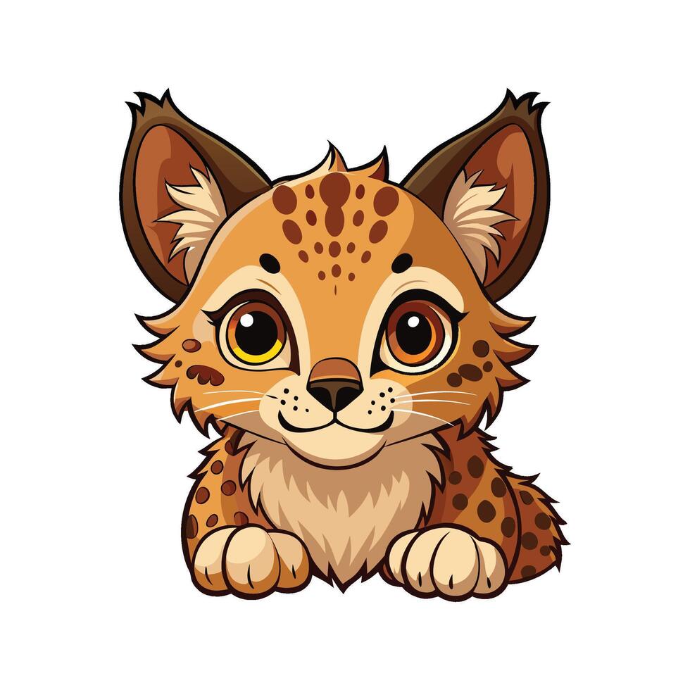 Charming Lynx Cub Peeking in Nature vector