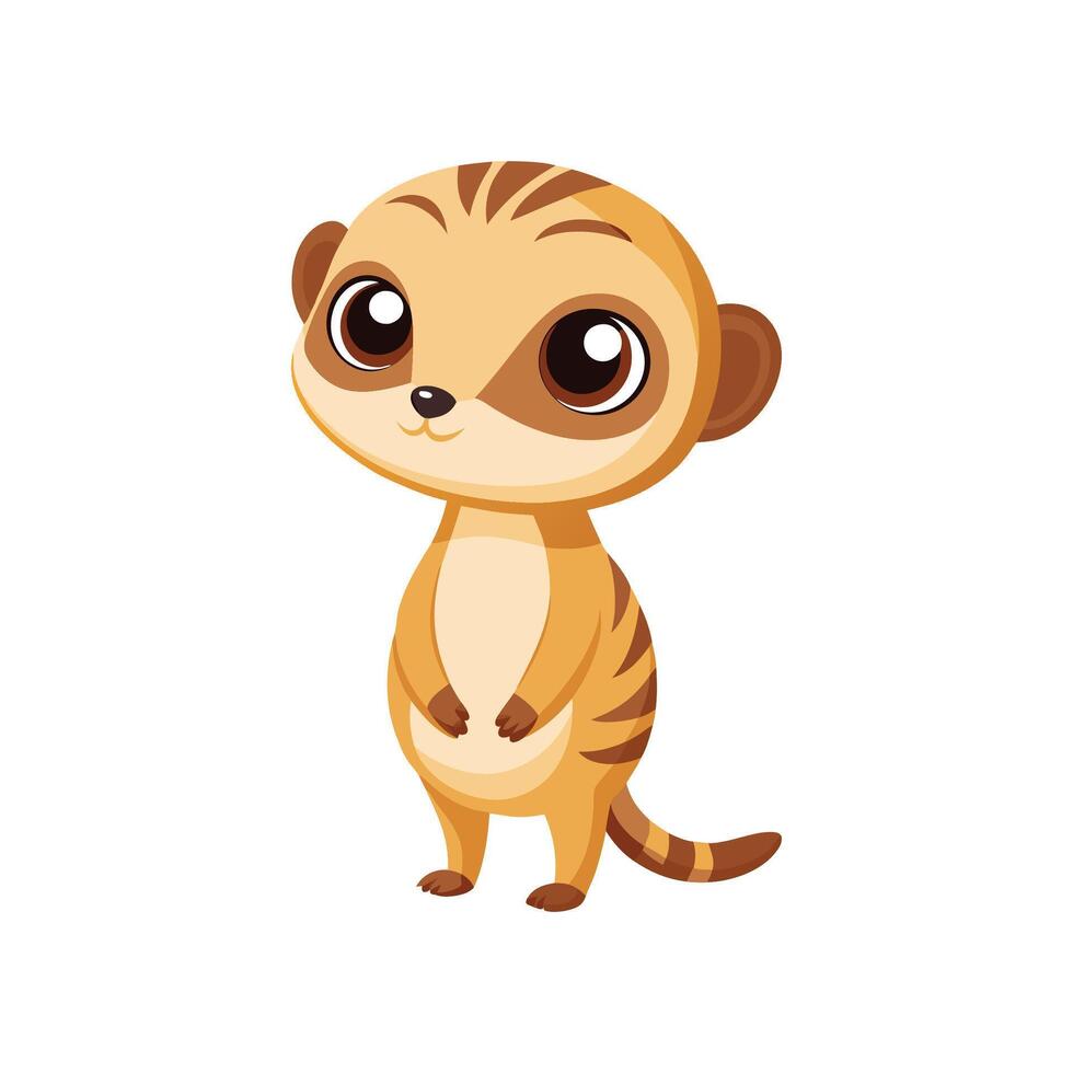 Adorable Meerkat Cub Watching Scenery vector