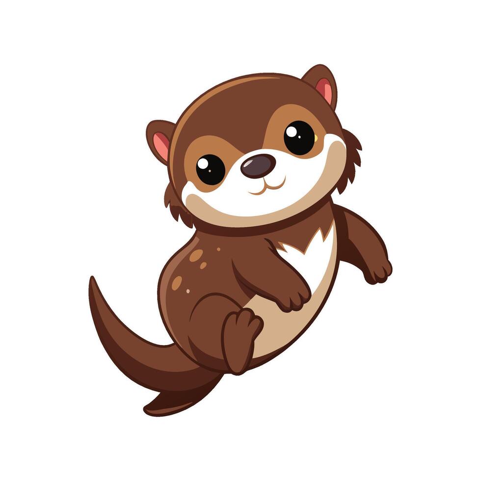 Adorable Otter Cub Floating Carefreely vector