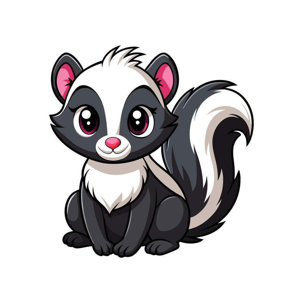 Cute Baby Skunk Sitting on a Log vector