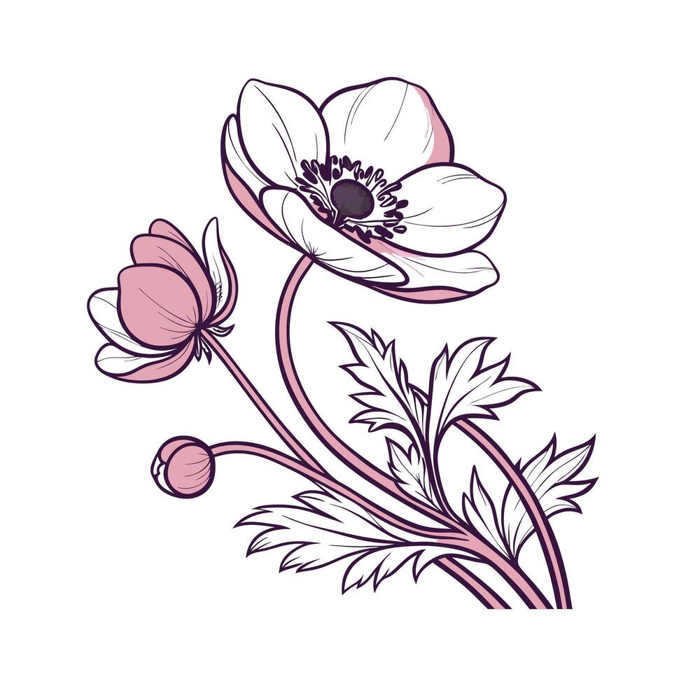 Stylish Anemone Flower Design vector