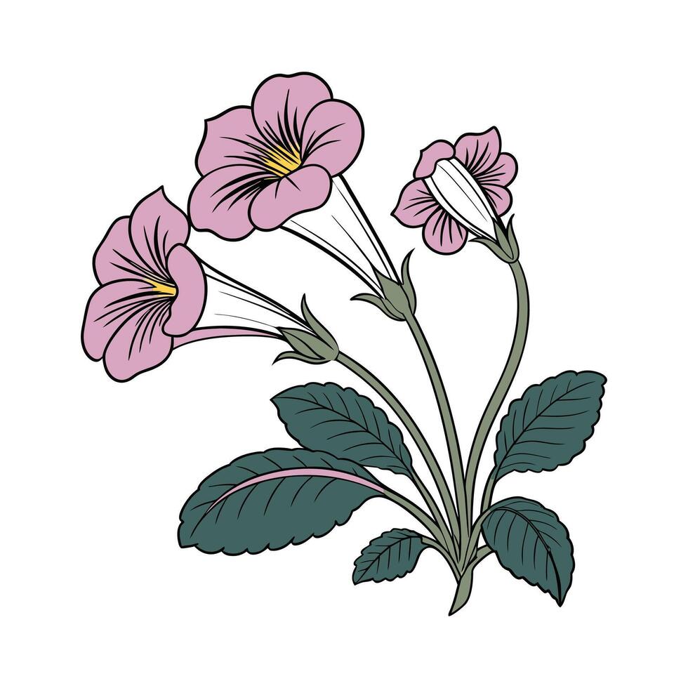 Vivid Gloxinia Flower Design on Clean White vector