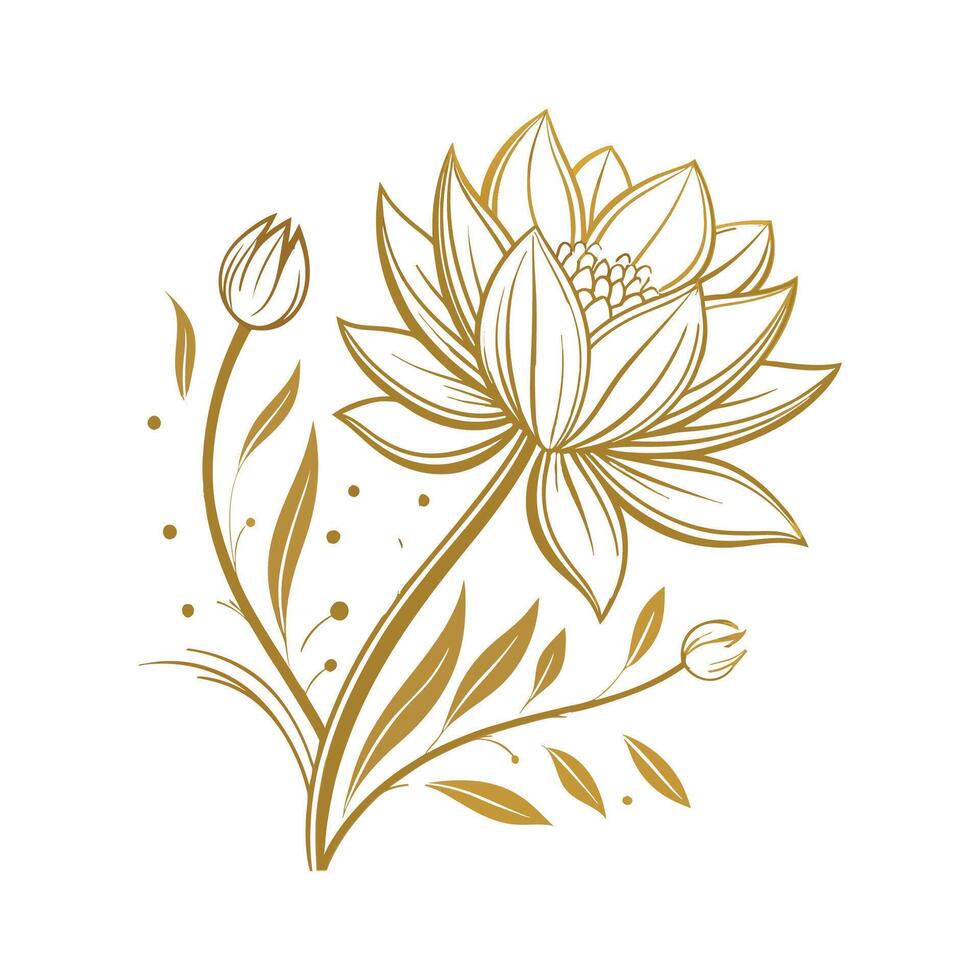 Elegant Gold Flower Design on White vector