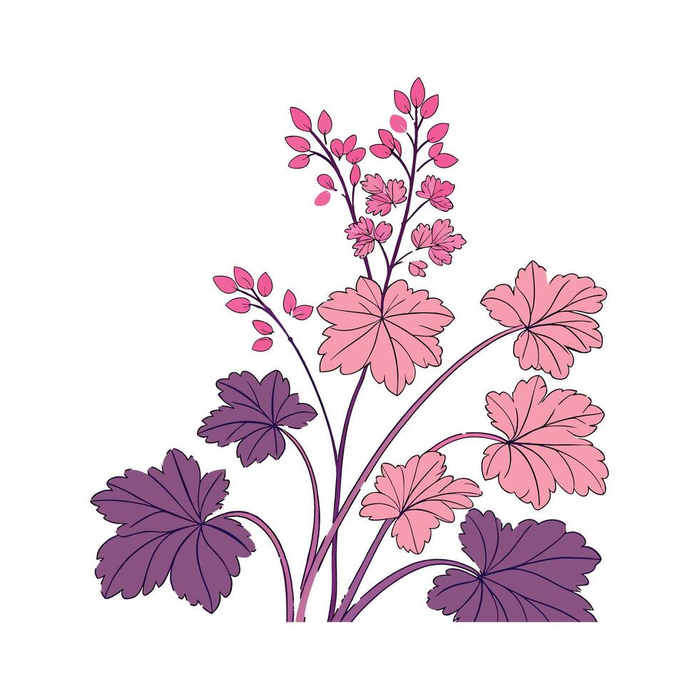 Vivid Heuchera Floral Art on Clean White vector