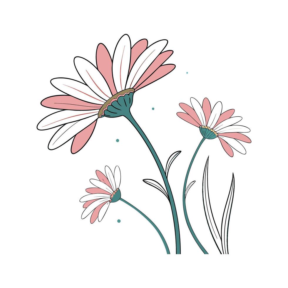 Charming Painted Daisy Design vector