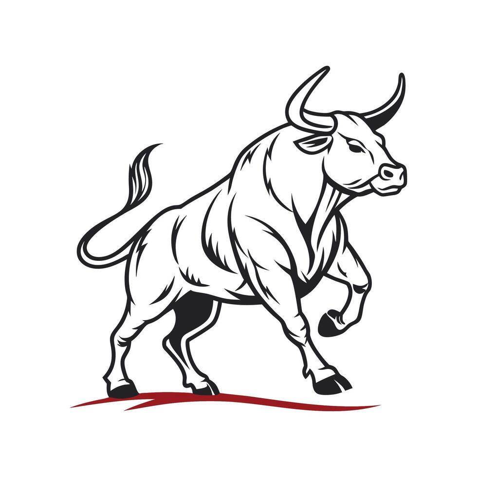 Artistic Angus Bull Outline Design vector