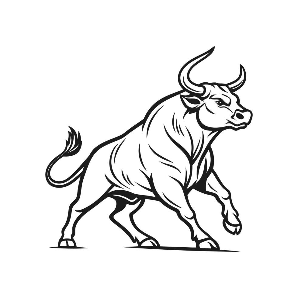 Distinctive Angus Bull Outline Illustration vector
