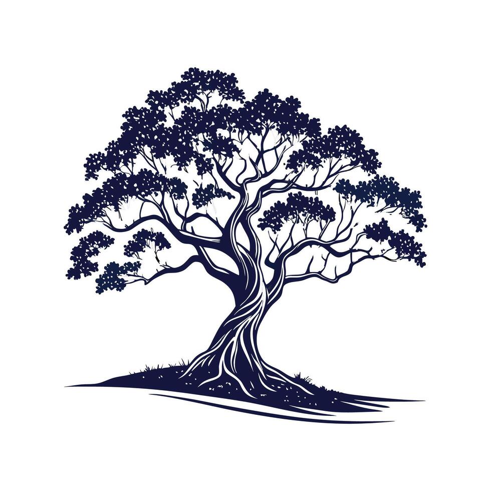 Elegant Banyan Tree Outline Design vector