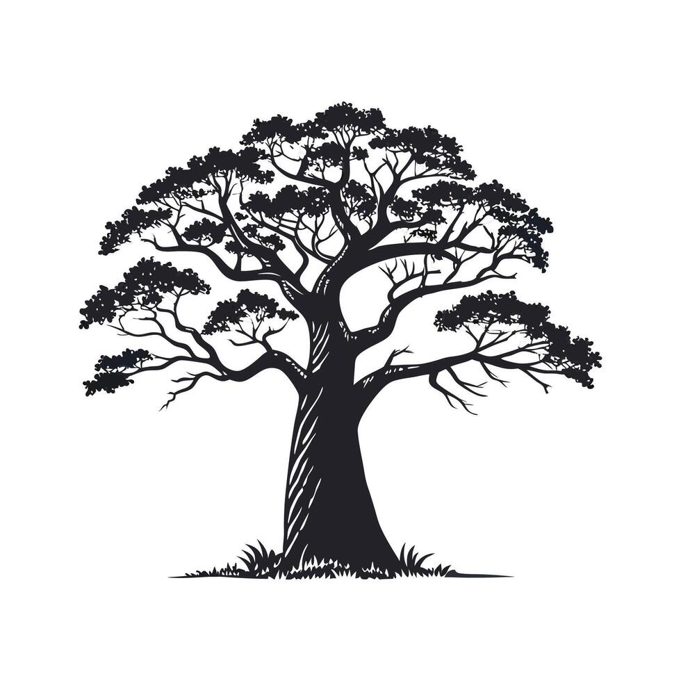 Stylish Baobab Tree Outline Design vector