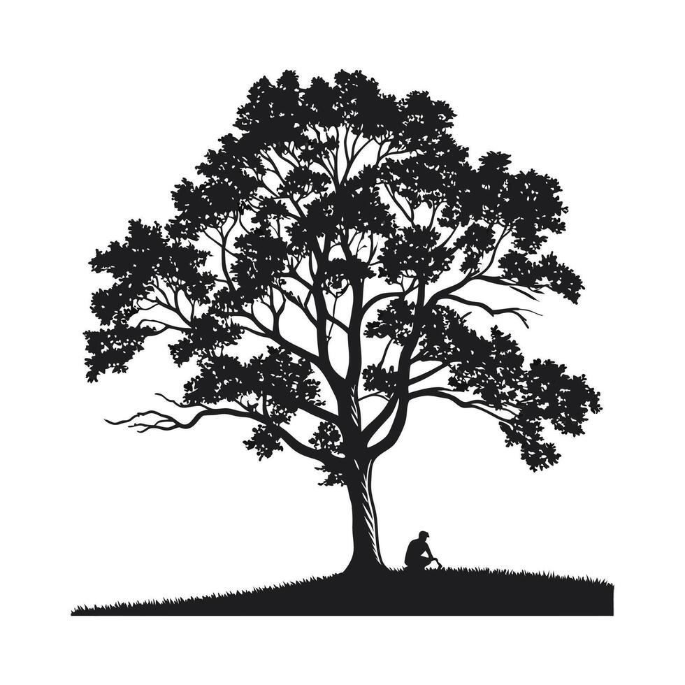Charming Black Ash Tree Outline Design vector
