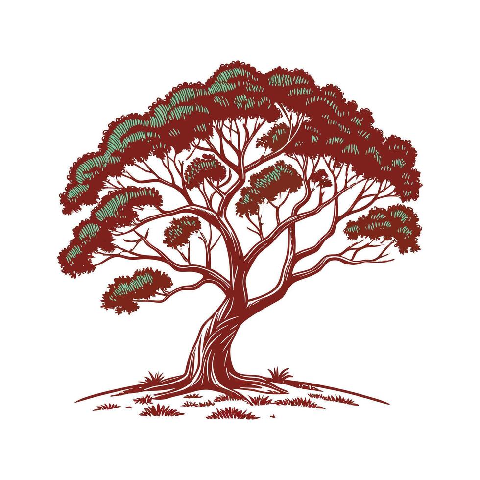 Artful Burmese Rosewood Tree Outline Design vector