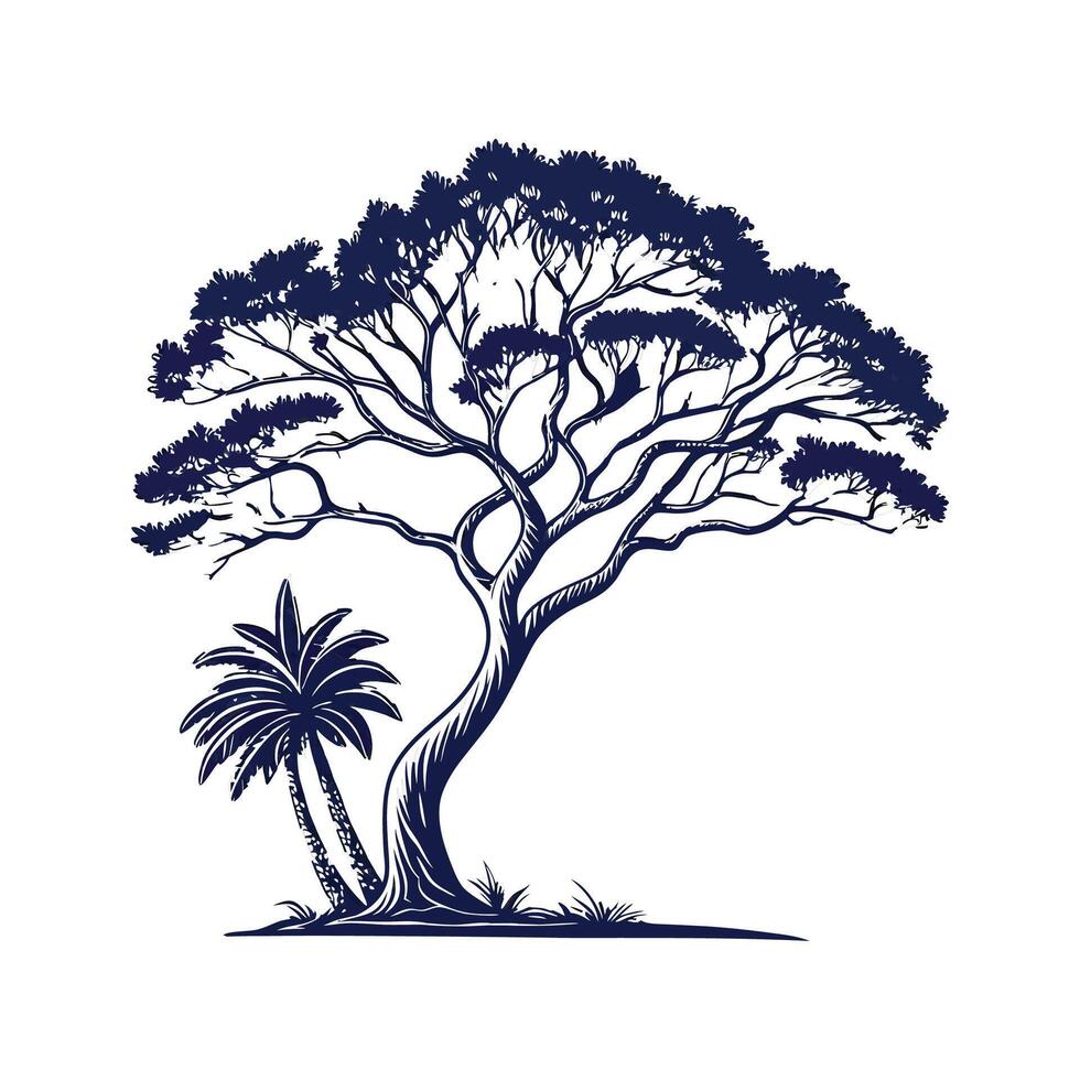 Artful California Fan Palm Outline Design vector
