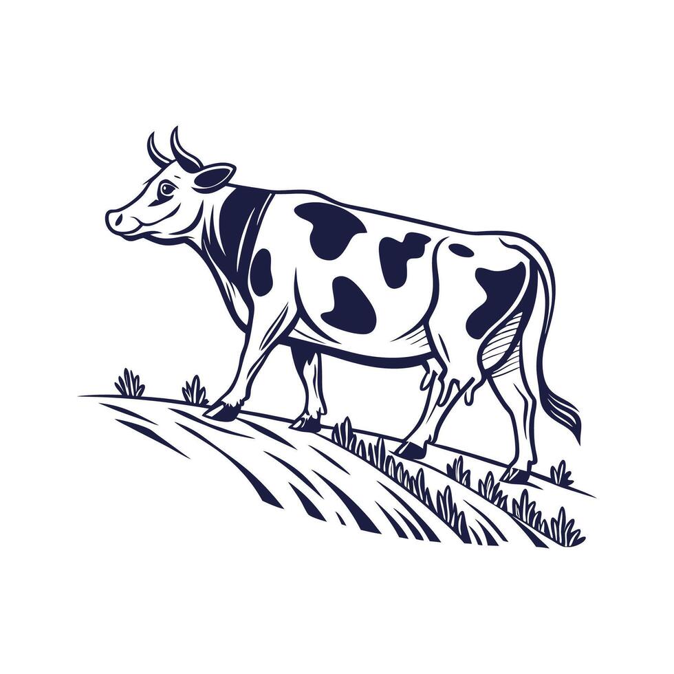 Charming Dairy Cow Bold Outline Art for Design vector